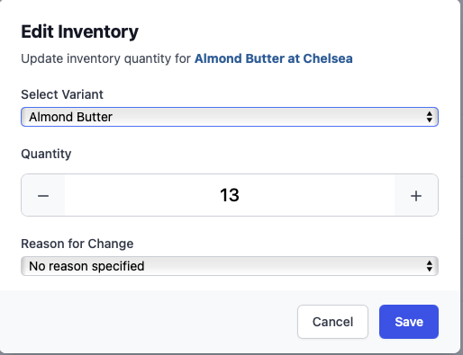 Edit Inventory Modal - Detailed View